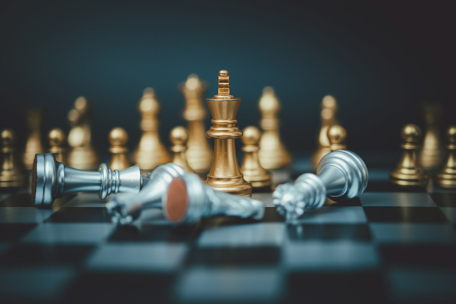 Strategy and business planning ideas. Chess gold on the board.